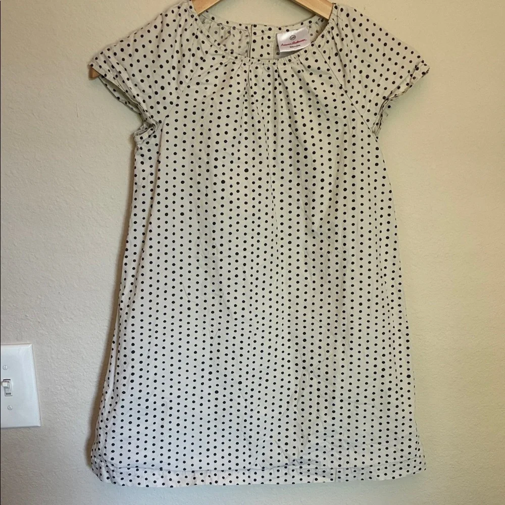 Hanna Andersson Girls Size 120 Cream & Black Polka Dot Dress